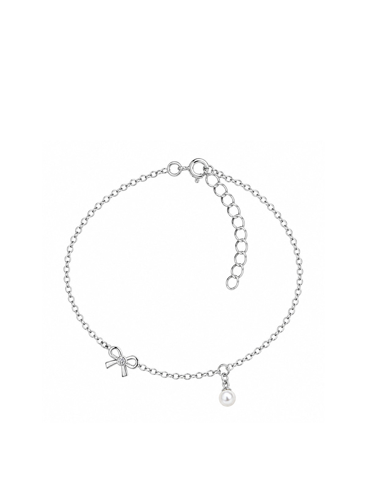 Sterling Silver Bow & Pearl Bracelet