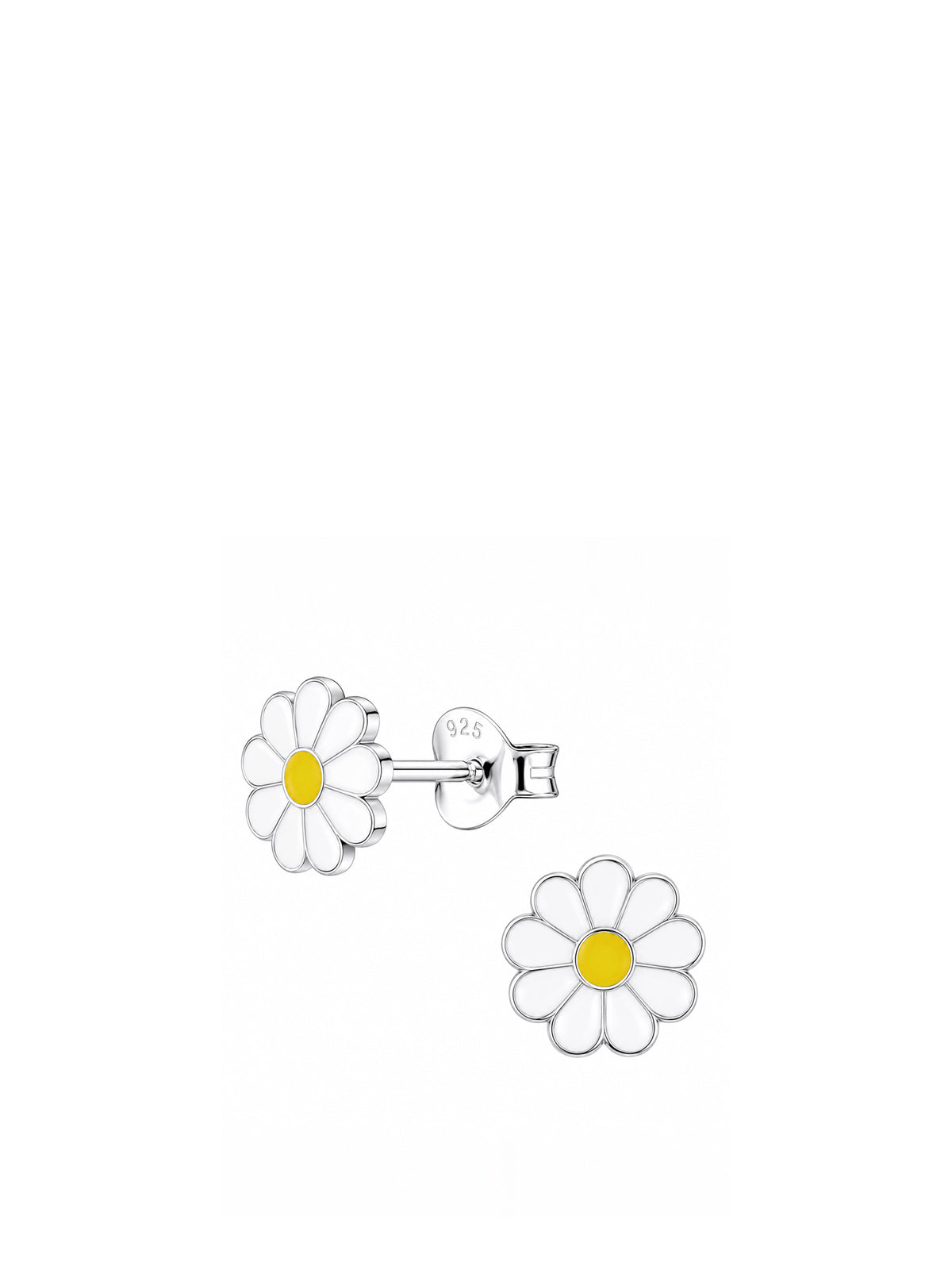Silver Daisy Flower Stud Earrings