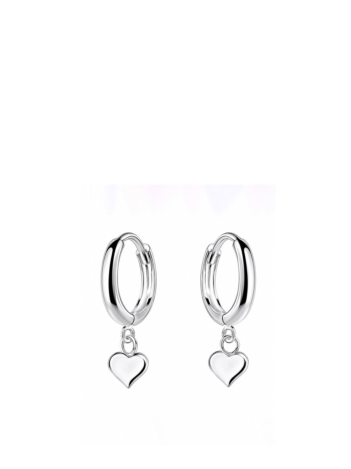 Sterling Silver Heart Charm Huggie Earrings