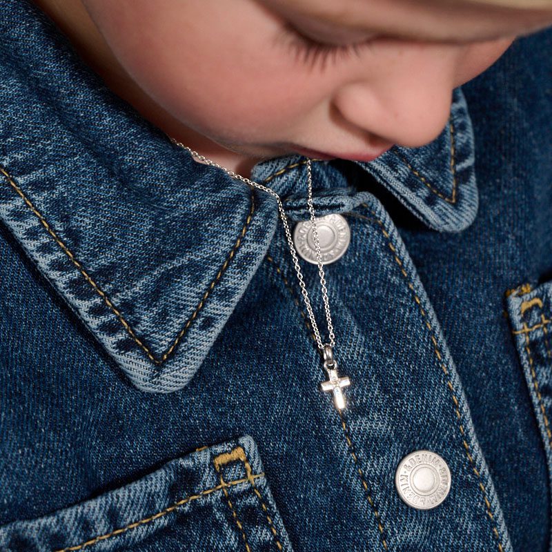 Kids Grace Diamond Cross Pendant and Chain