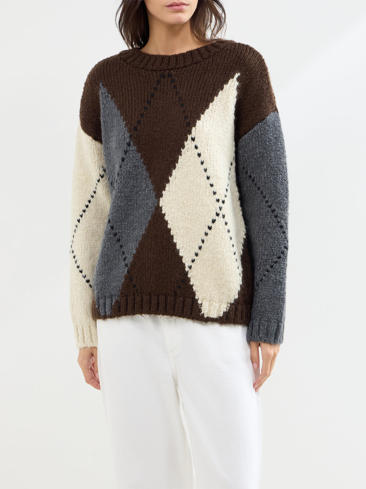 Cozy Argyle Crew Neck Jumper