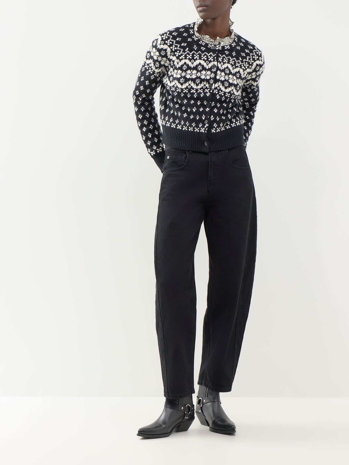 Fair Isle Crew Neck Cardigan