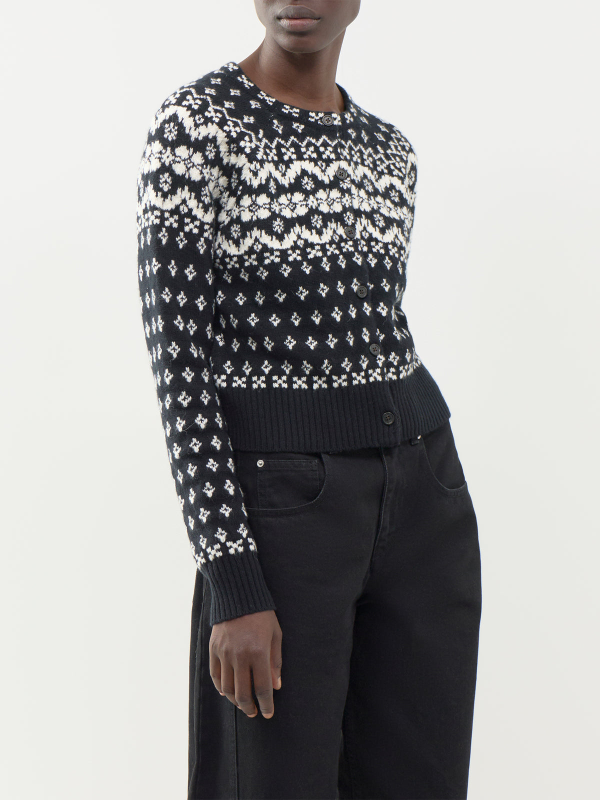 Fair Isle Crew Neck Cardigan