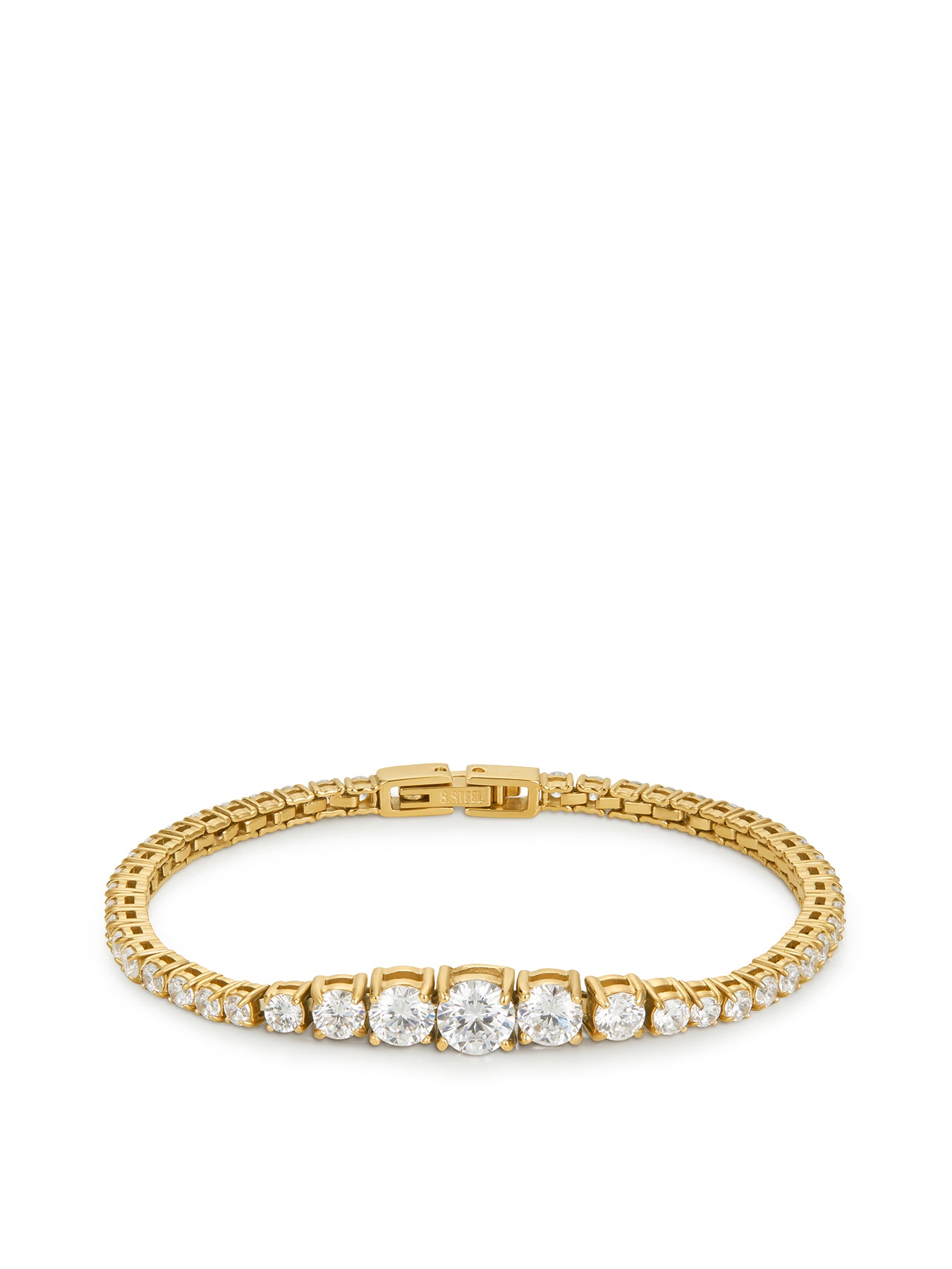 Stainless Steel Luxe Graduated Tennis Bracelet 40cm - Gold