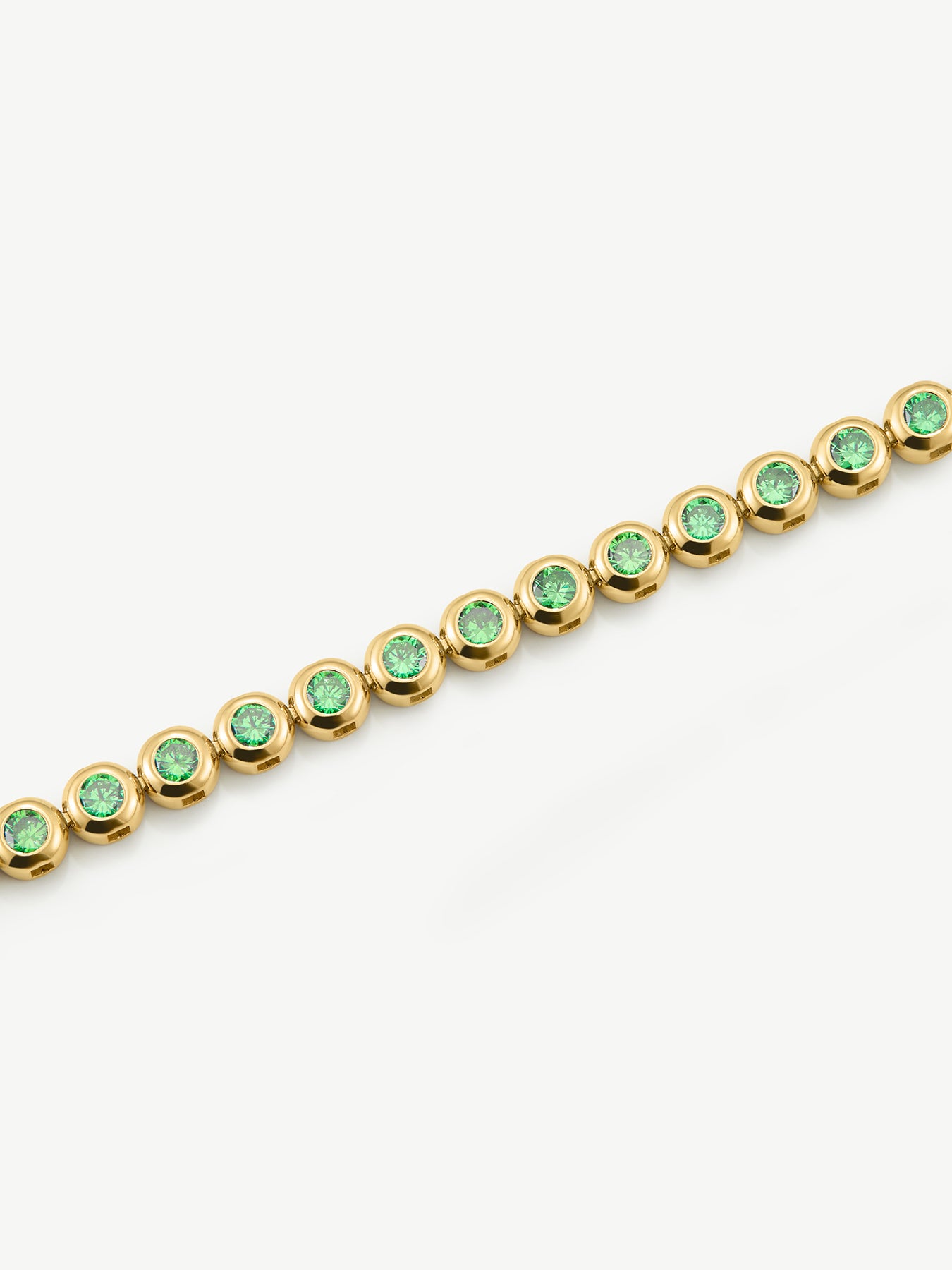 Stainless Steel Bezel Tennis Bracelet 16cm - Green & Gold