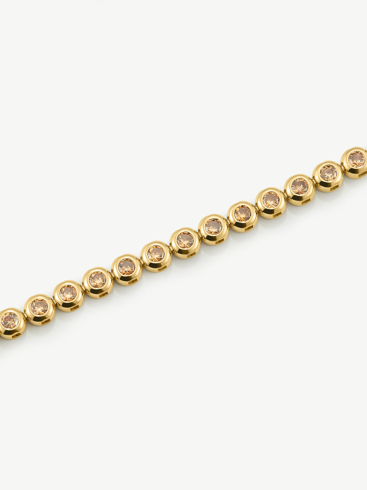 Stainless Steel Bezel Tennis Bracelet 16cm - Coffee & Gold
