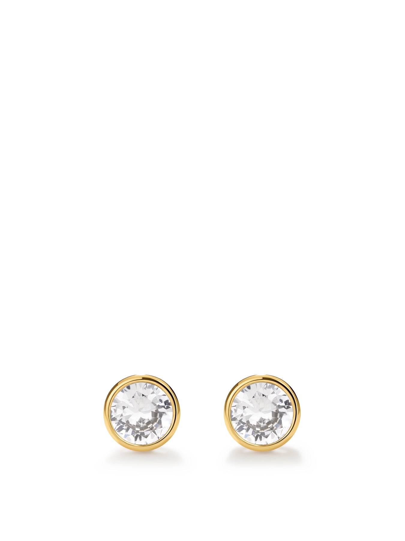 Stainless Steel Bezel Tennis Stud Earrings - Gold