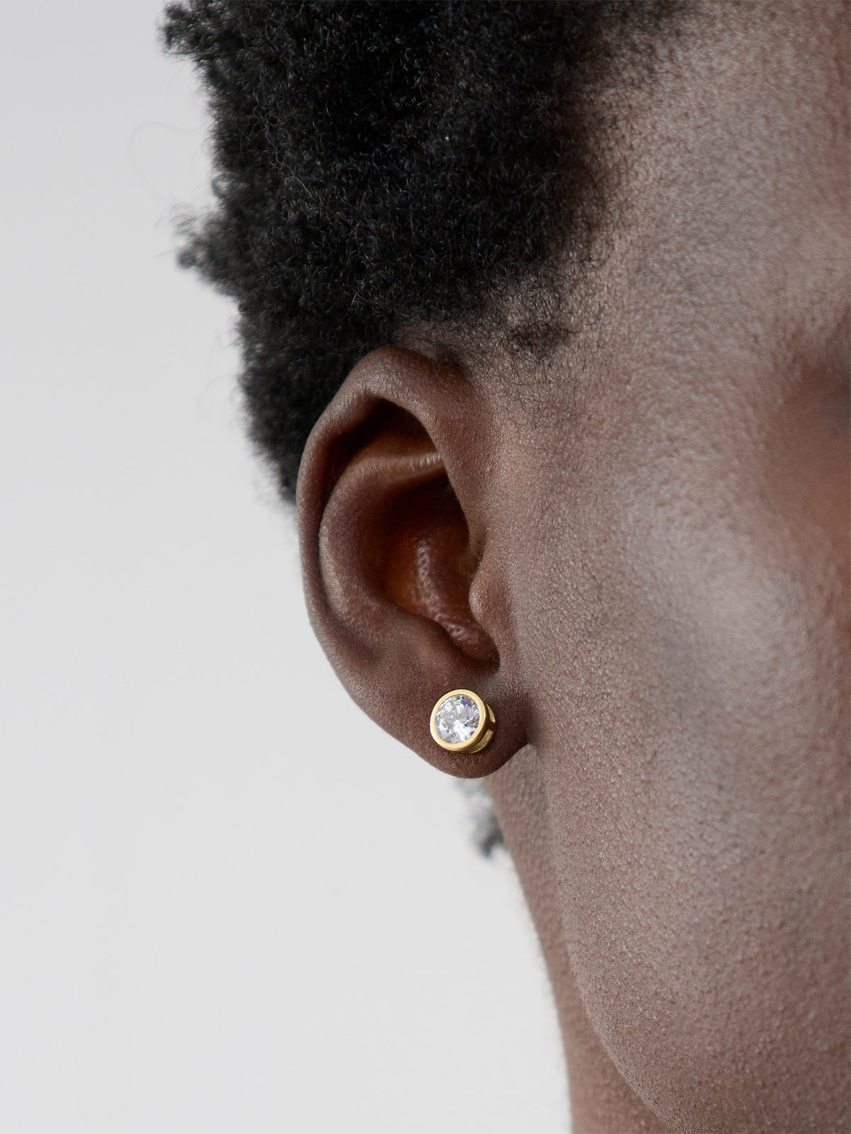 Stainless Steel Bezel Tennis Stud Earrings - Gold