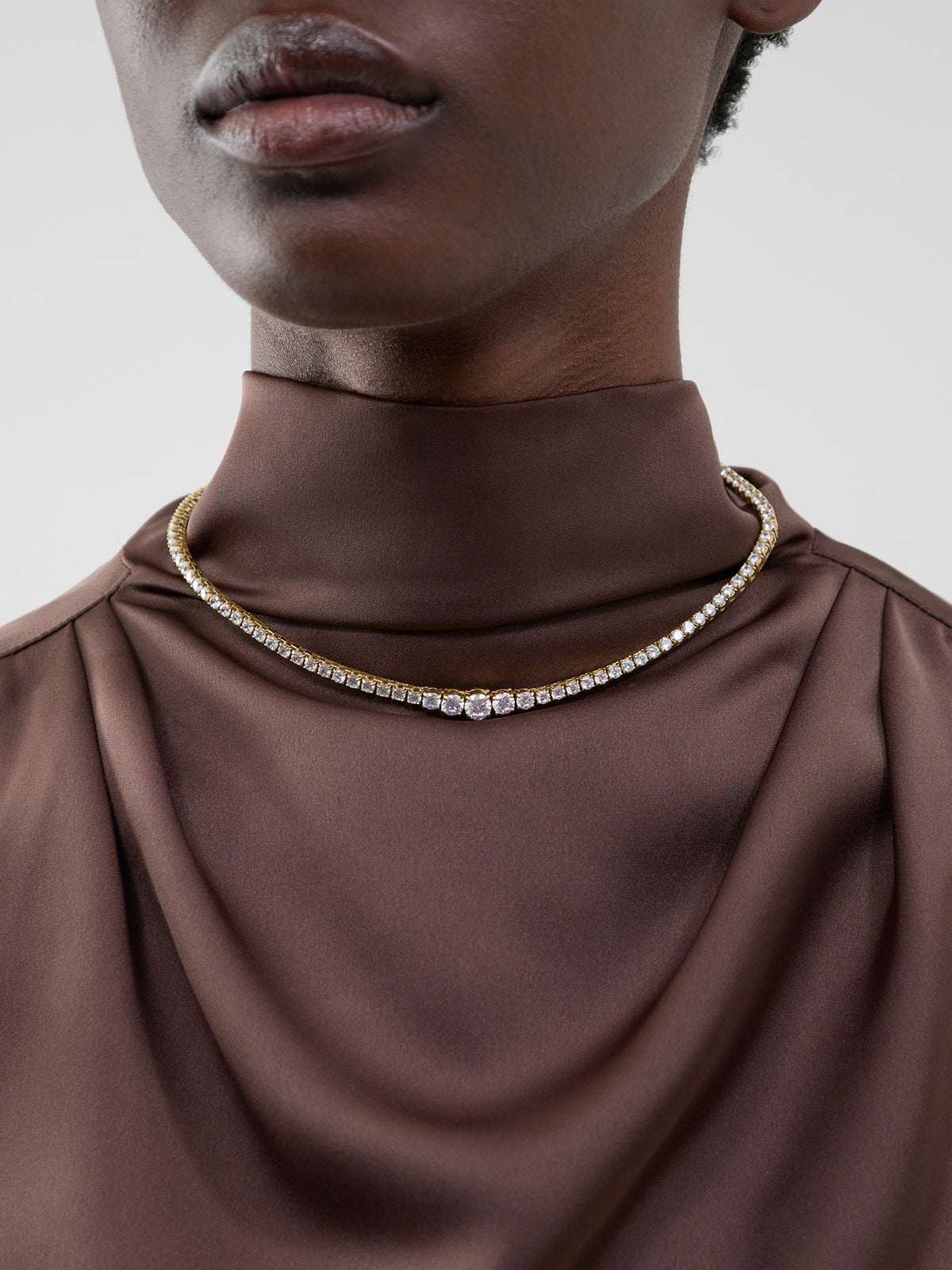 Luxe Graduated Tennis Necklace - Gold
