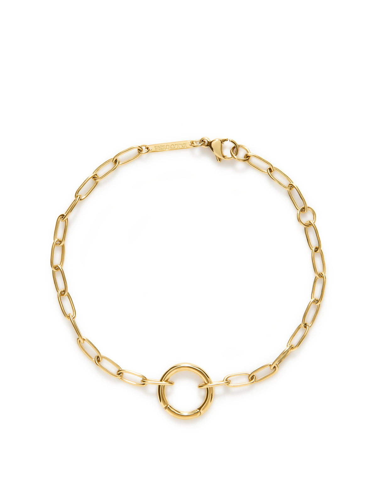 Stainless Steel Paperclip Chain Charm Bracelet 18cm - Gold