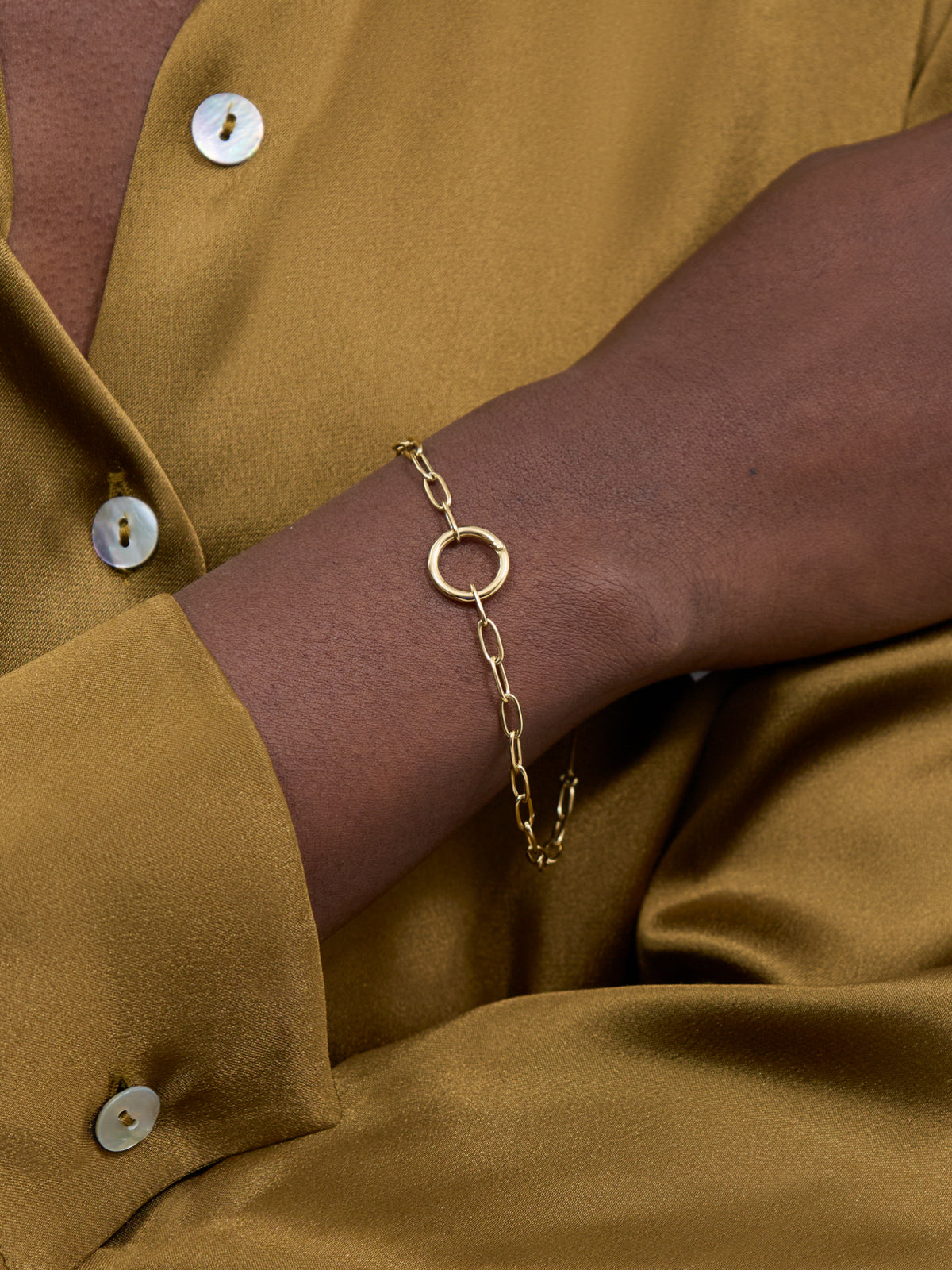 Stainless Steel Paperclip Chain Charm Bracelet 18cm - Gold
