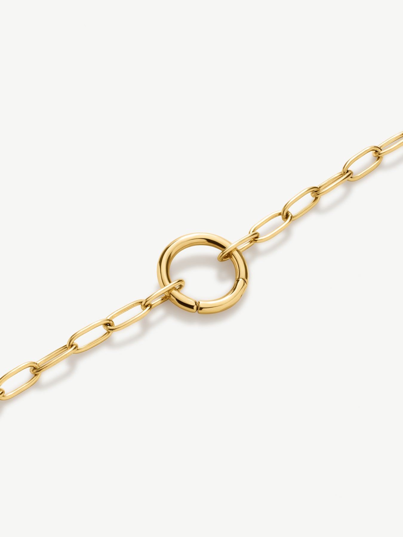 Stainless Steel Paperclip Chain Charm Bracelet 18cm - Gold