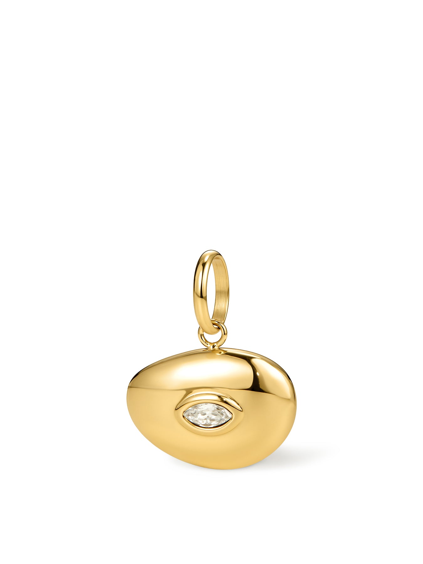 Stainless Steel Evil Eye Pebble Pendant - Gold