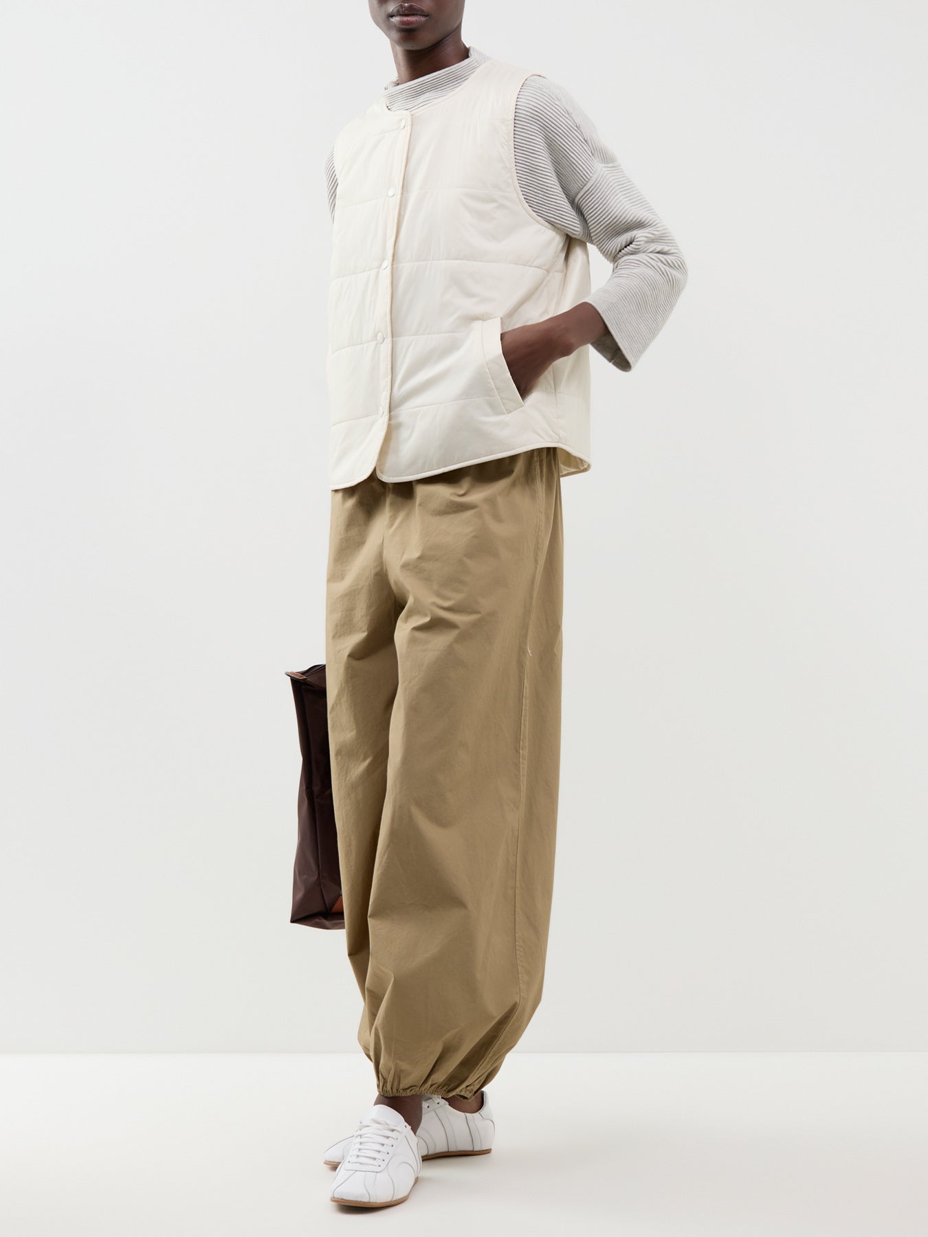 Recycled Nylon Quilted Gilet - Plaster
