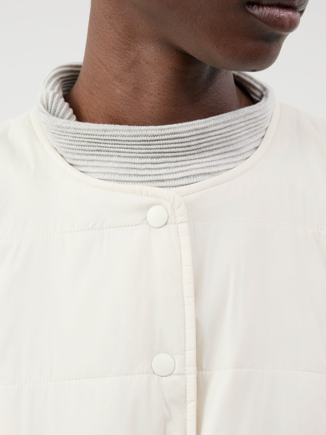 Recycled Nylon Quilted Gilet - Plaster
