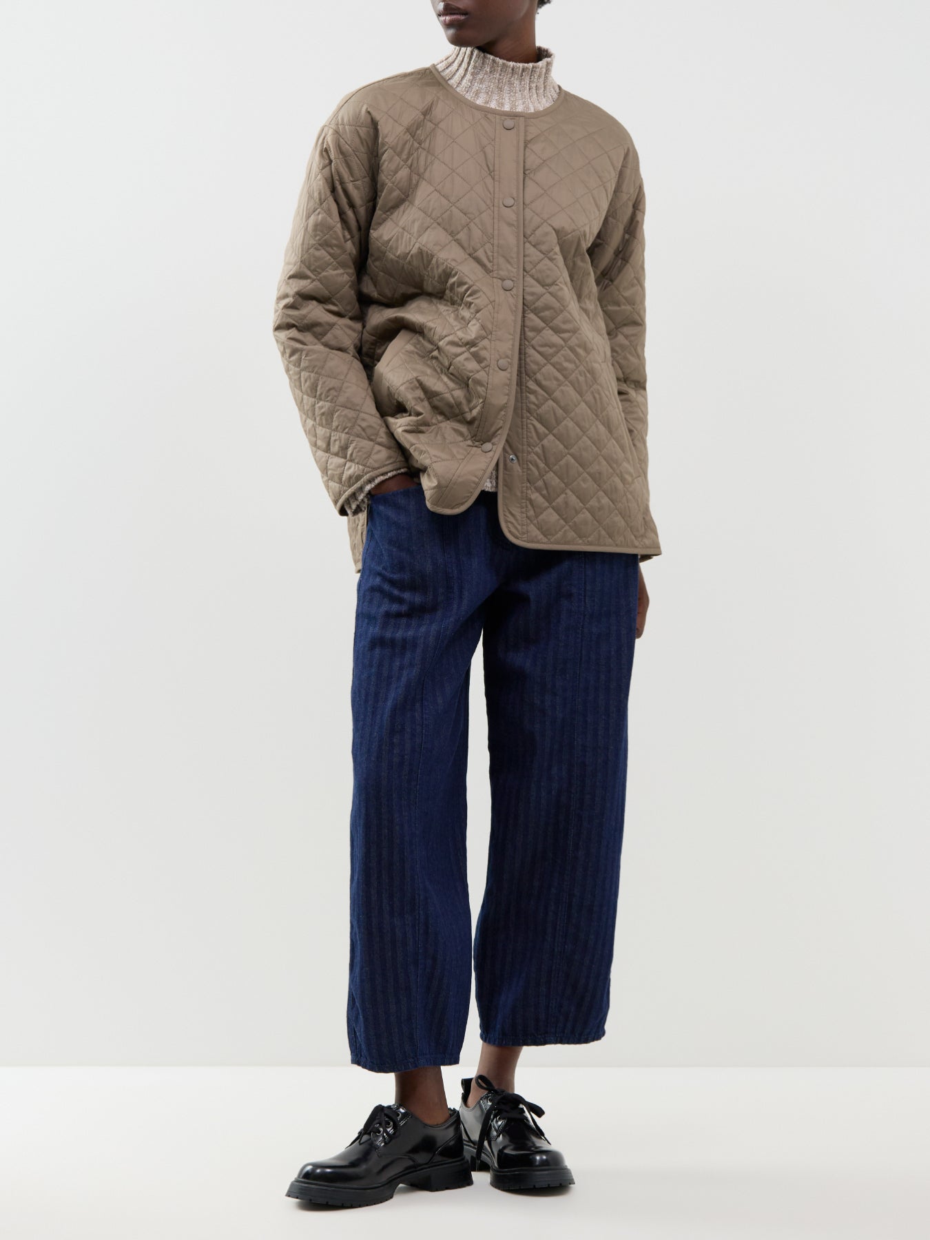 Recycled Nylon Round Neck Quilted Short Coat
