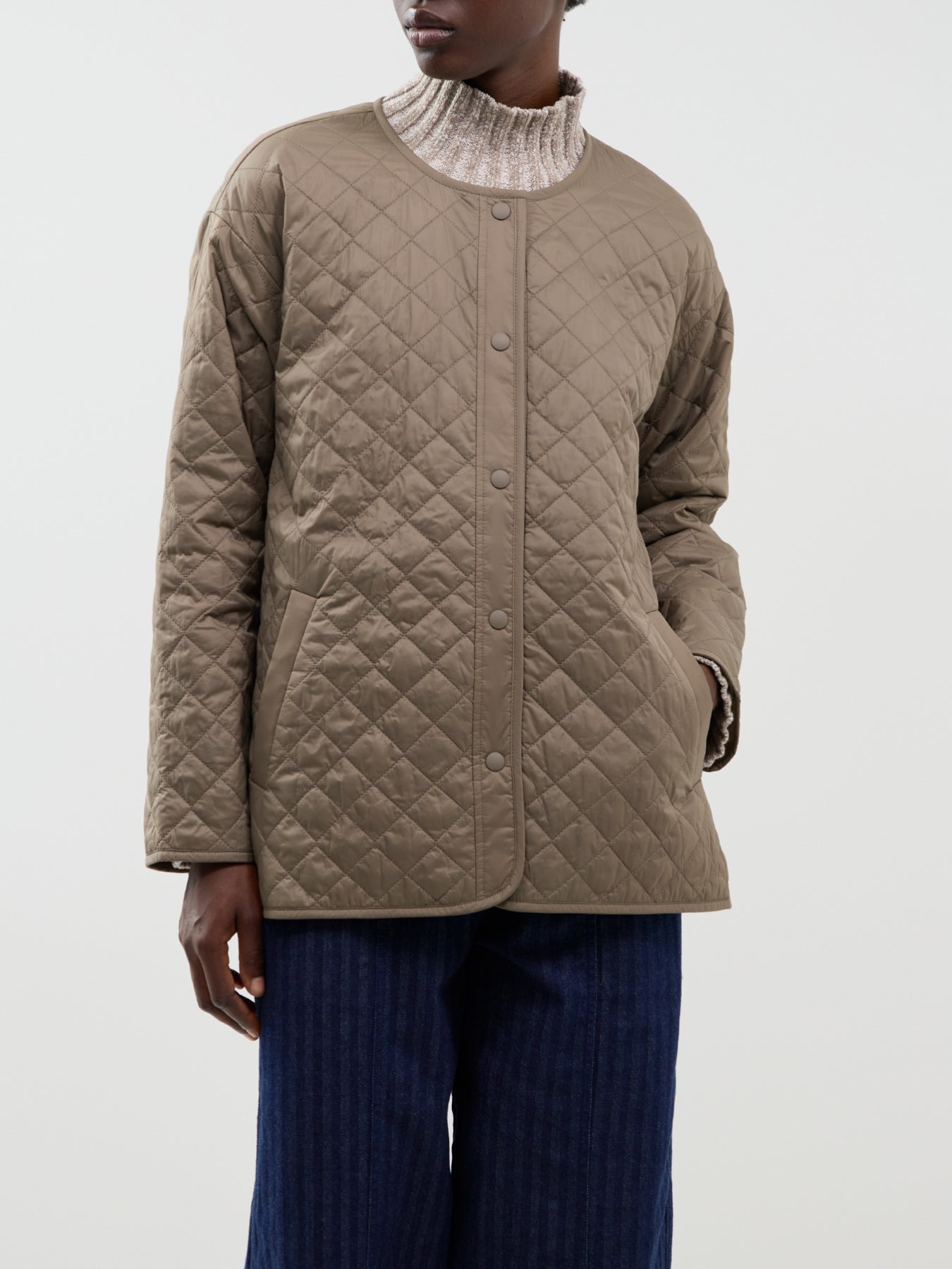 Recycled Nylon Round Neck Quilted Short Coat