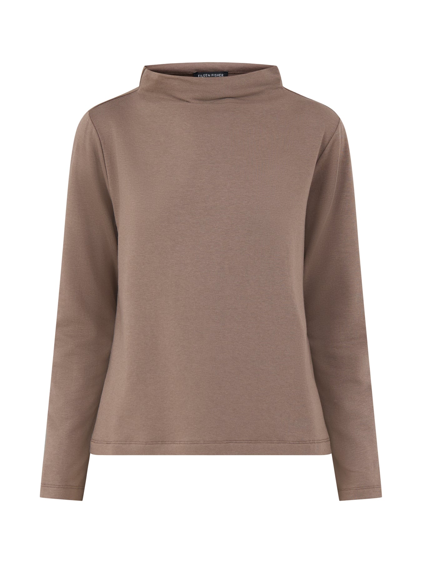 TENCEL™ Lyocell & Organic Cotton Funnel Neck Top - Cobblestone