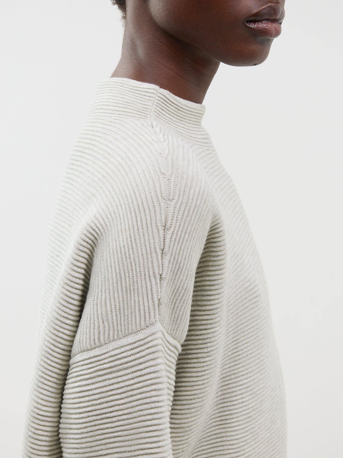 Organic Cotton Blend Funnel Neck Bracelet Sleeve Sweater - Sea Salt