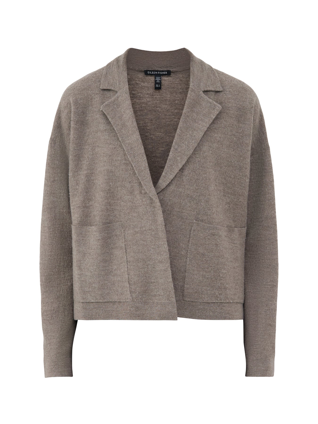 Wool Notch Collar Cardigan - Cobblestone