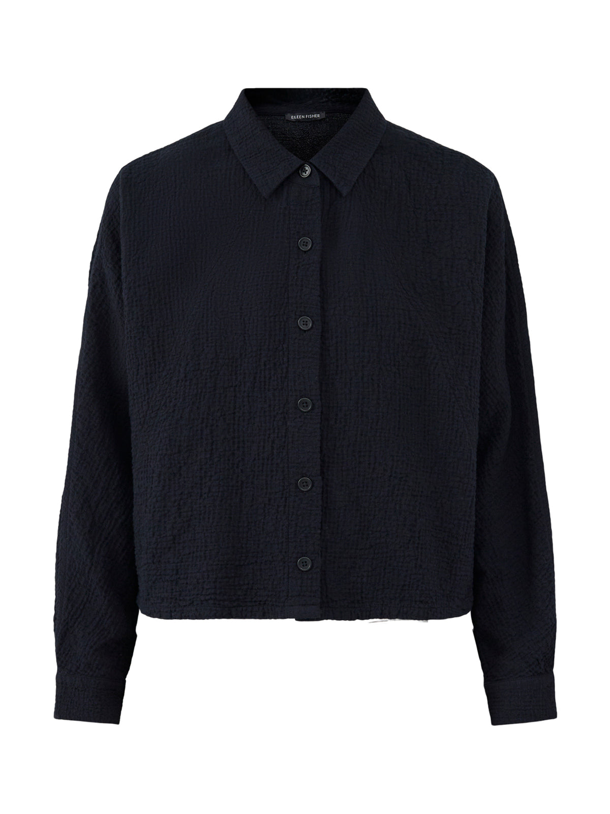Organic Cotton Cropped Collar Jacket - Black
