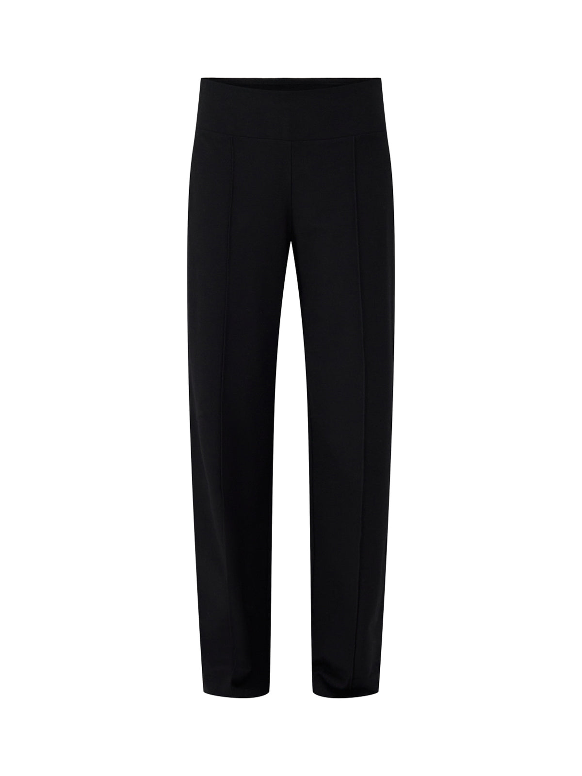 High-Waisted Wide-Leg Pintuck Trousers - Black