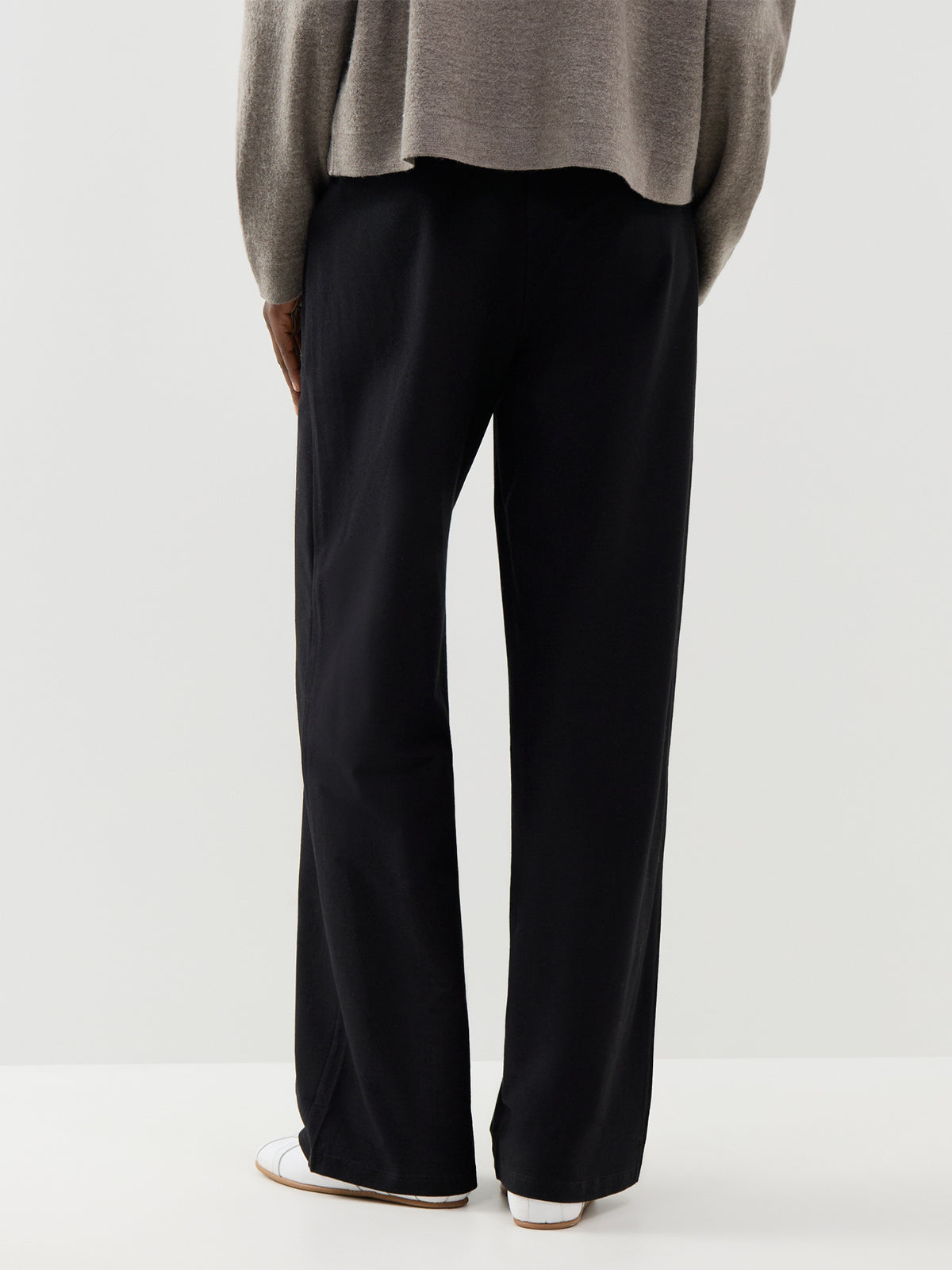 High-Waisted Wide-Leg Pintuck Trousers - Black