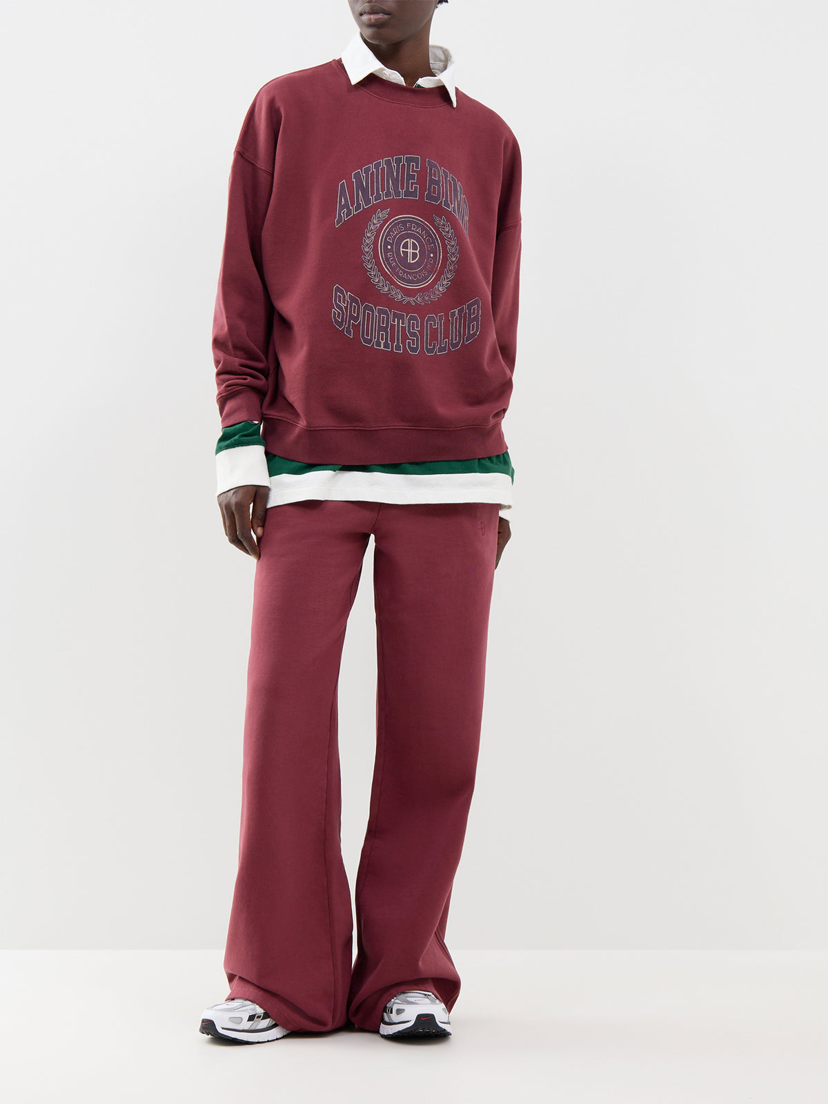 Kacey Cotton Wide-Leg Sweatpants - Burgundy