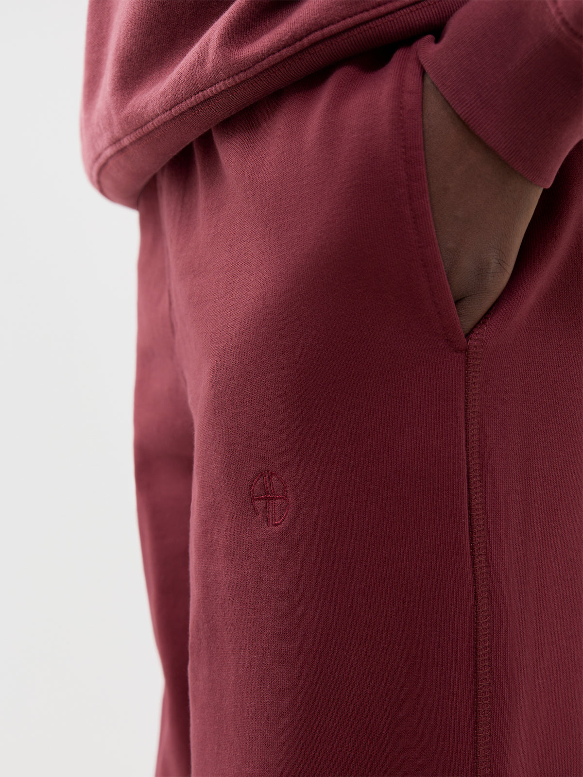 Kacey Cotton Wide-Leg Sweatpants - Burgundy