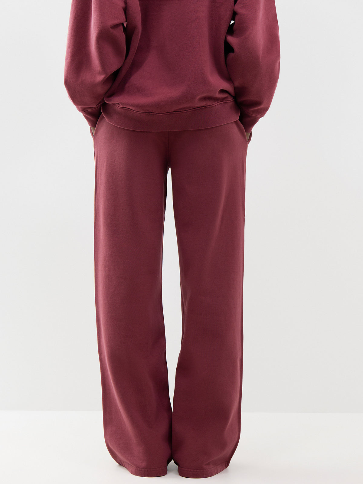 Kacey Cotton Wide-Leg Sweatpants - Burgundy