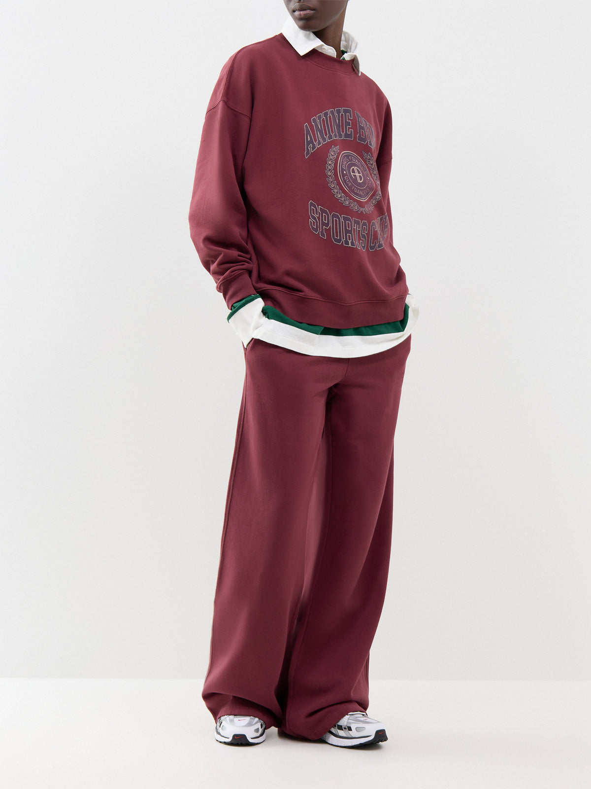 Miles Collegiate Cotton Crew Neck Sweatshirt - Burgundy