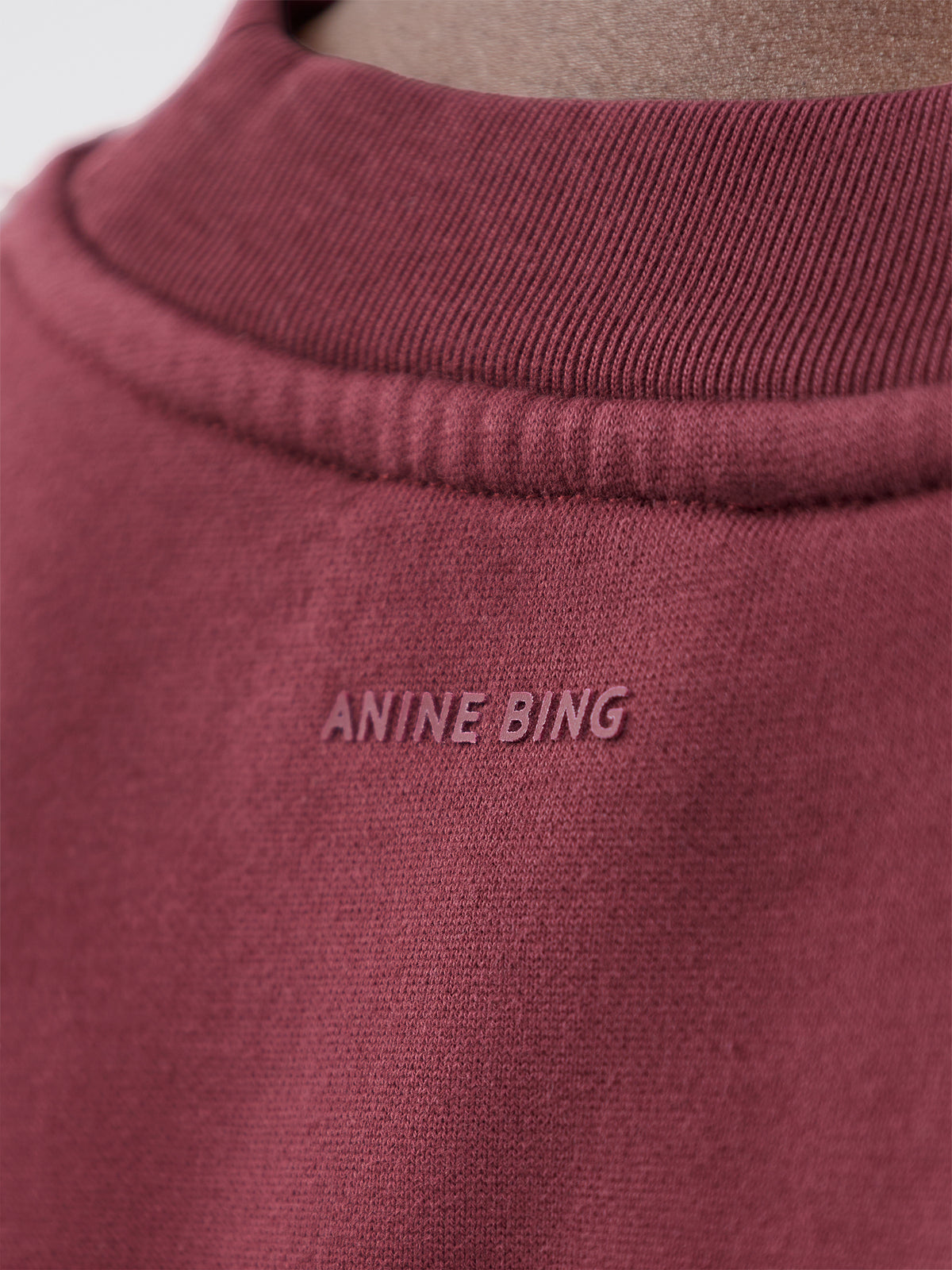 Miles Collegiate Cotton Crew Neck Sweatshirt - Burgundy