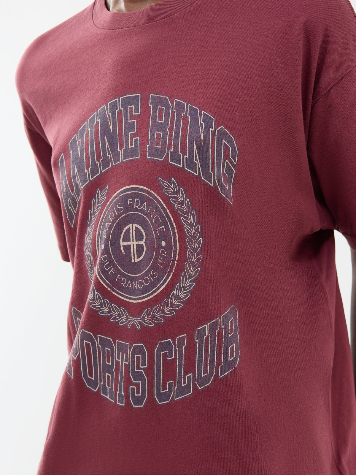 Cade Collegiate Cotton T-Shirt - Burgundy