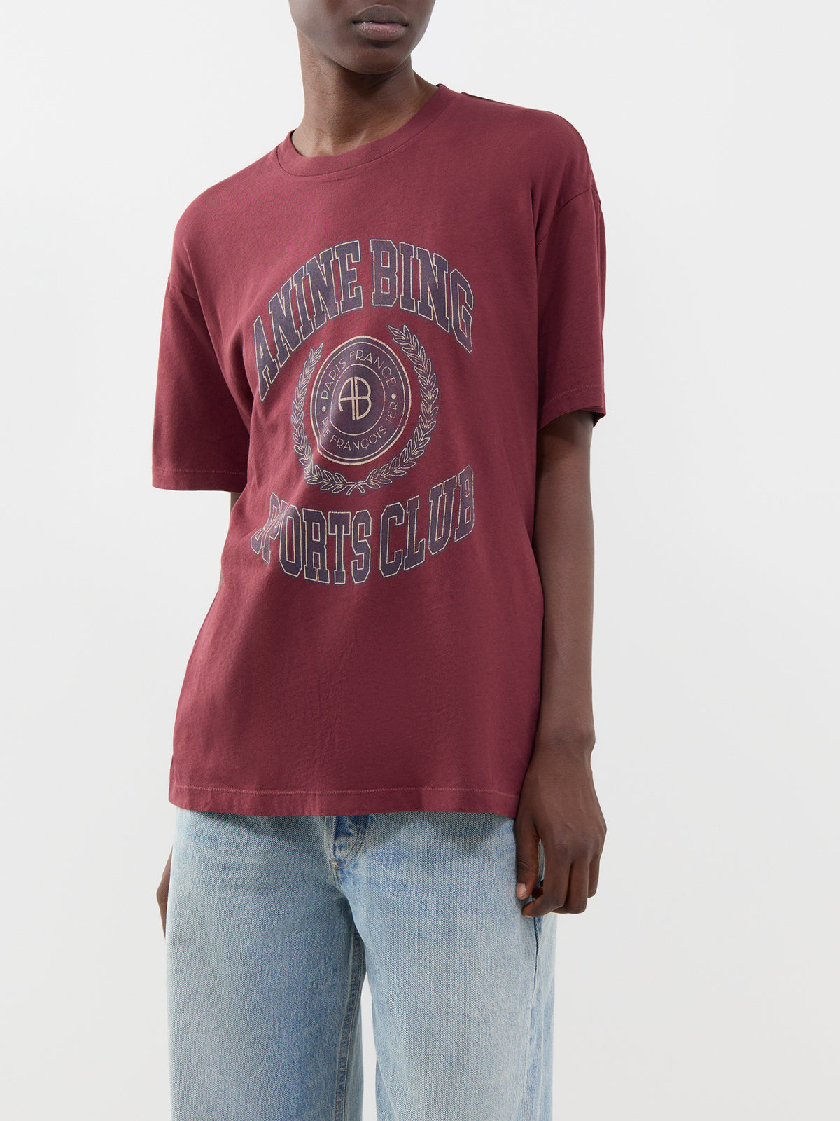 Cade Collegiate Cotton T-Shirt - Burgundy