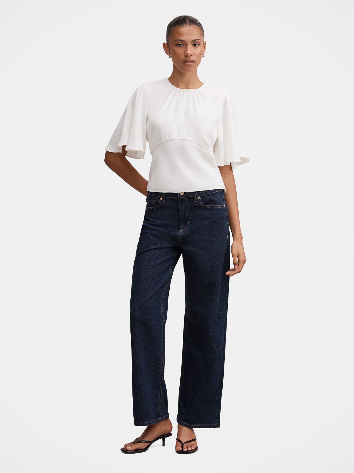 Kirsten Flutter Sleeve Top - Porcelain