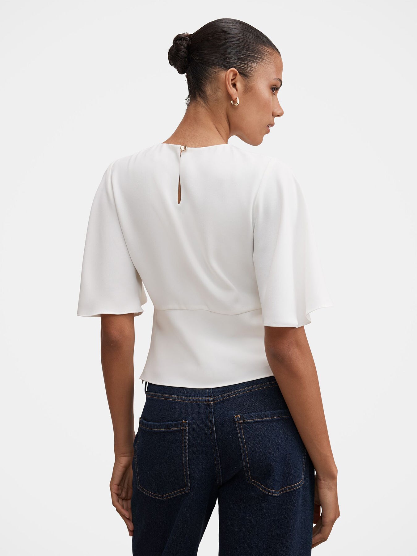 Kirsten Flutter Sleeve Top - Porcelain