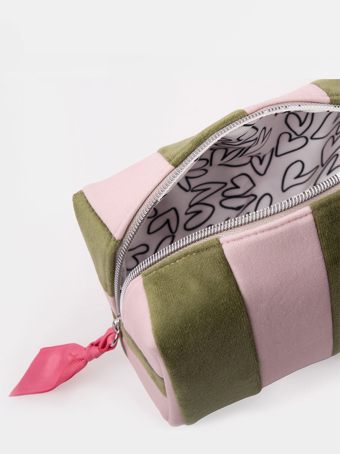 Stripe Cube Cosmetic Bag Pink & Green