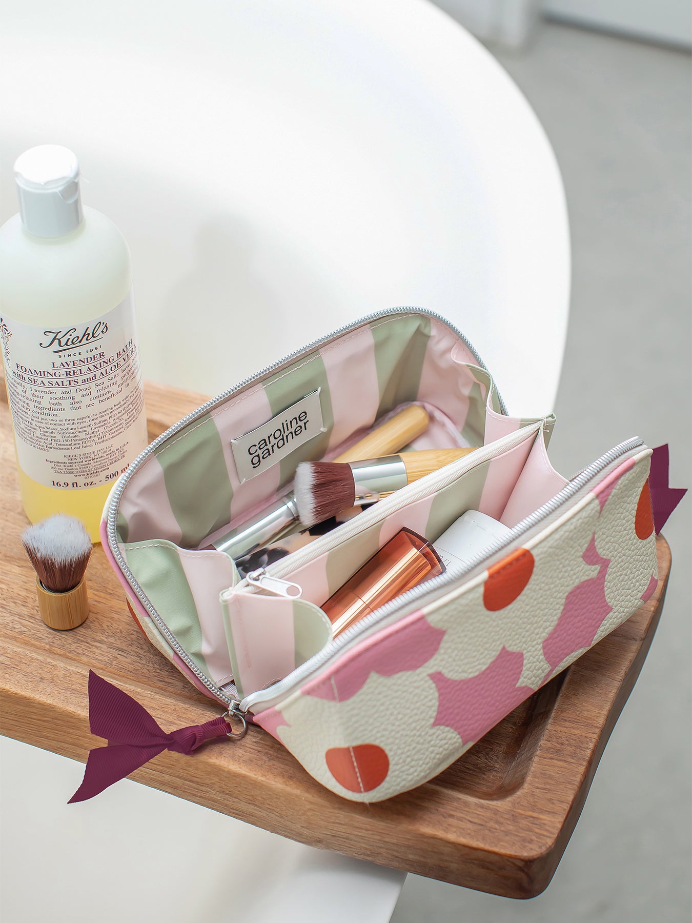 Flower Diagonal Cosmetic Bag Pink