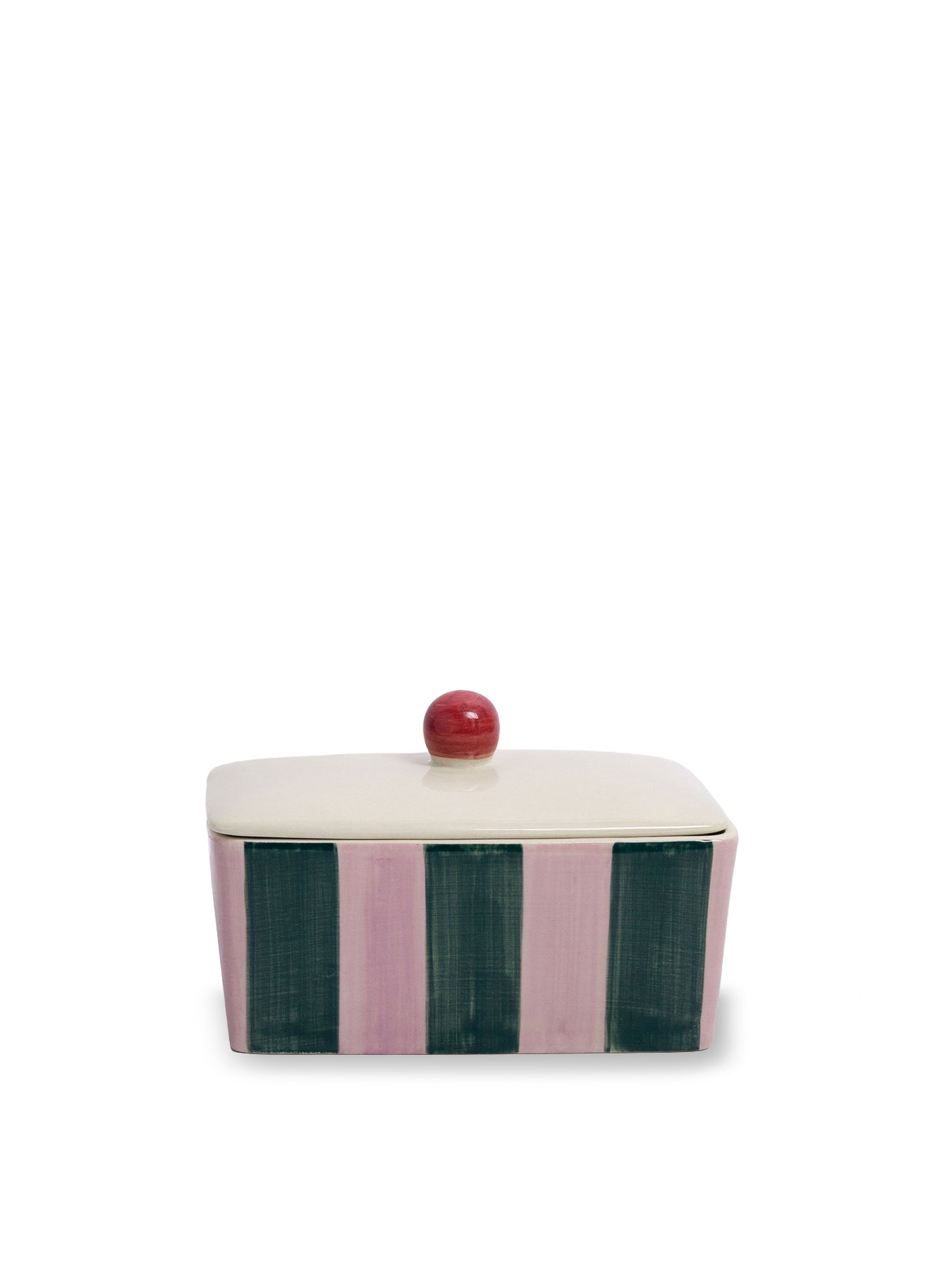 Stripe Butter Dish Lilac & Teal