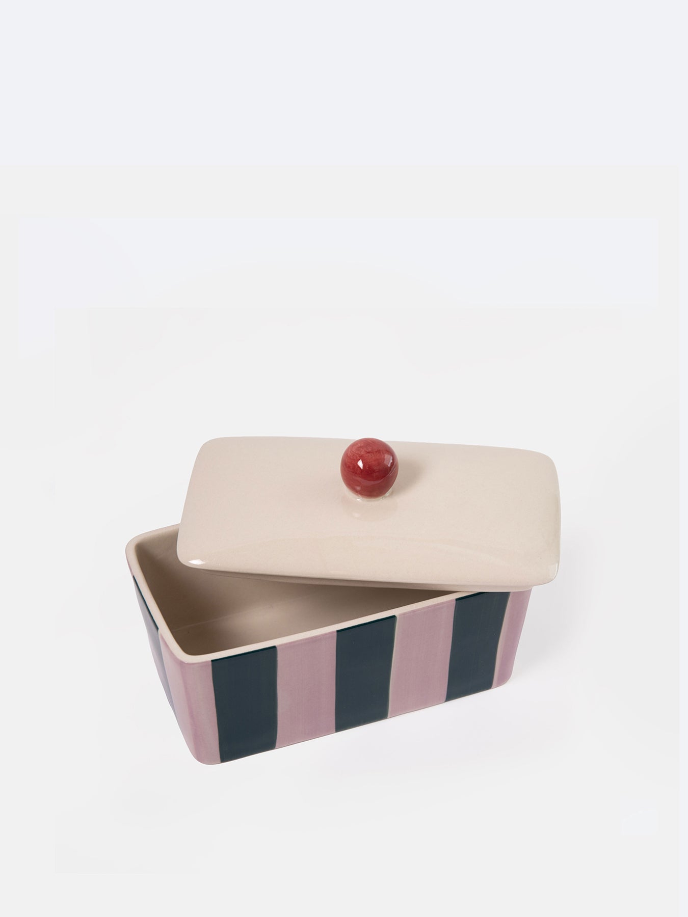 Stripe Butter Dish Lilac & Teal