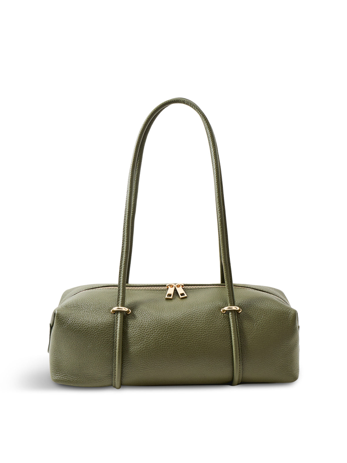 Peddy Long Handle Leather Shoulder Bag - Army Green