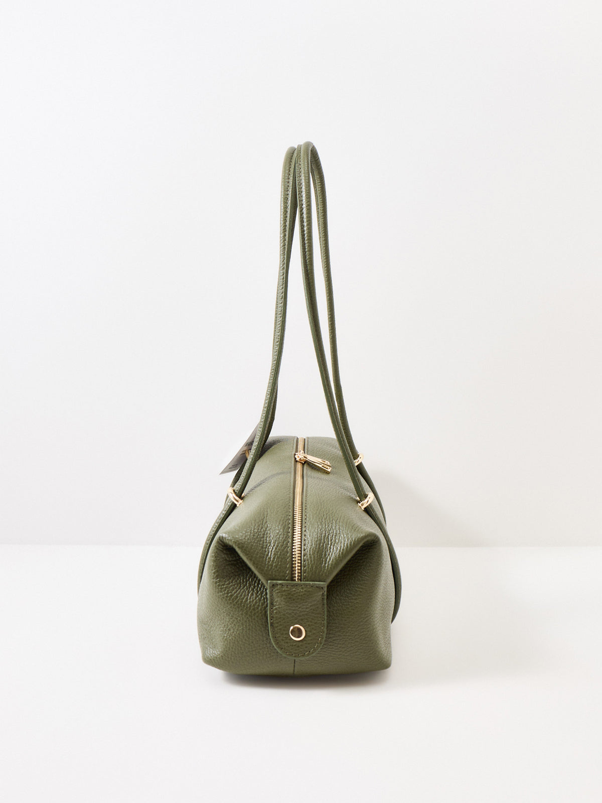 Peddy Long Handle Leather Shoulder Bag - Army Green