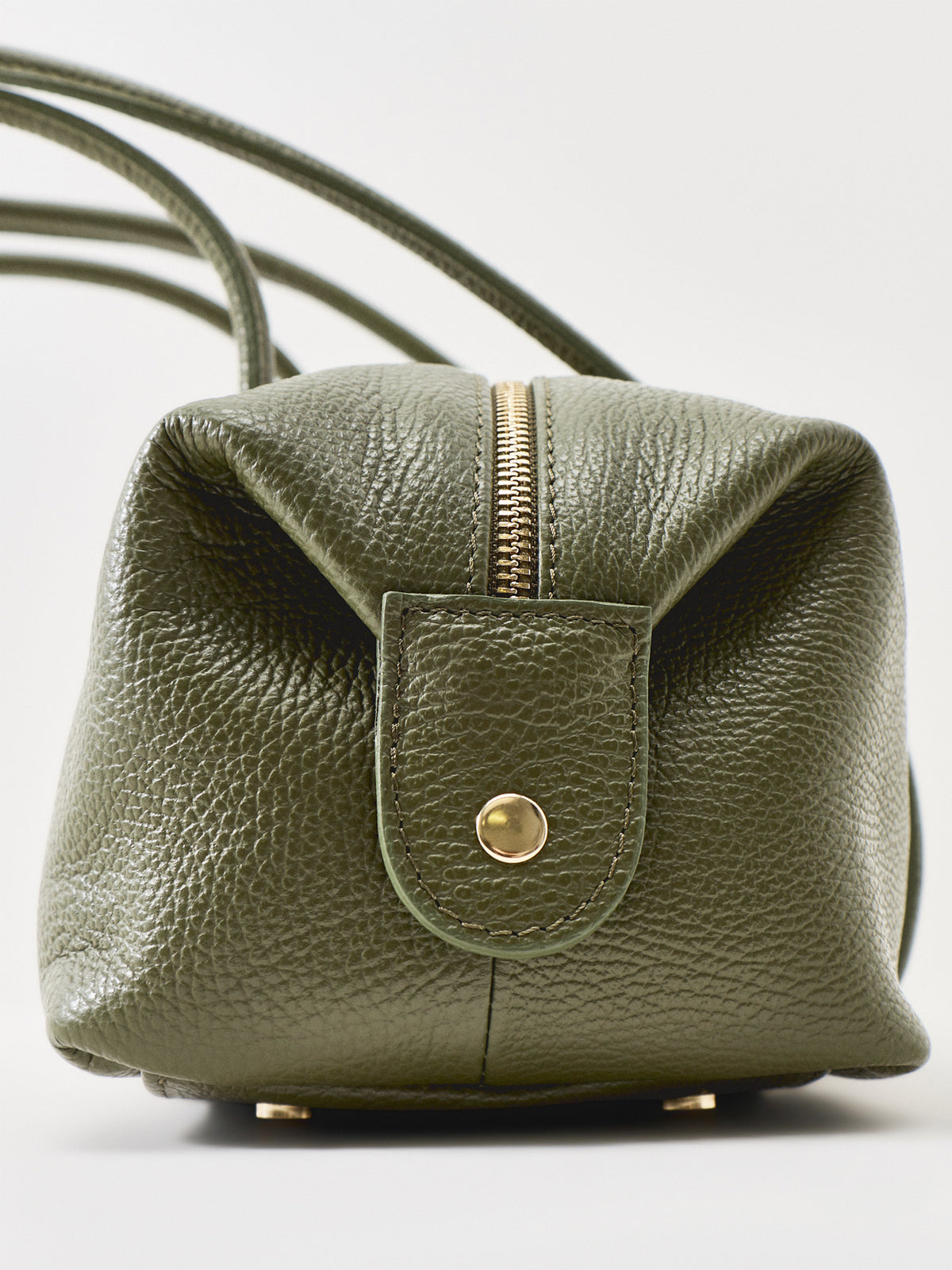 Peddy Long Handle Leather Shoulder Bag - Army Green