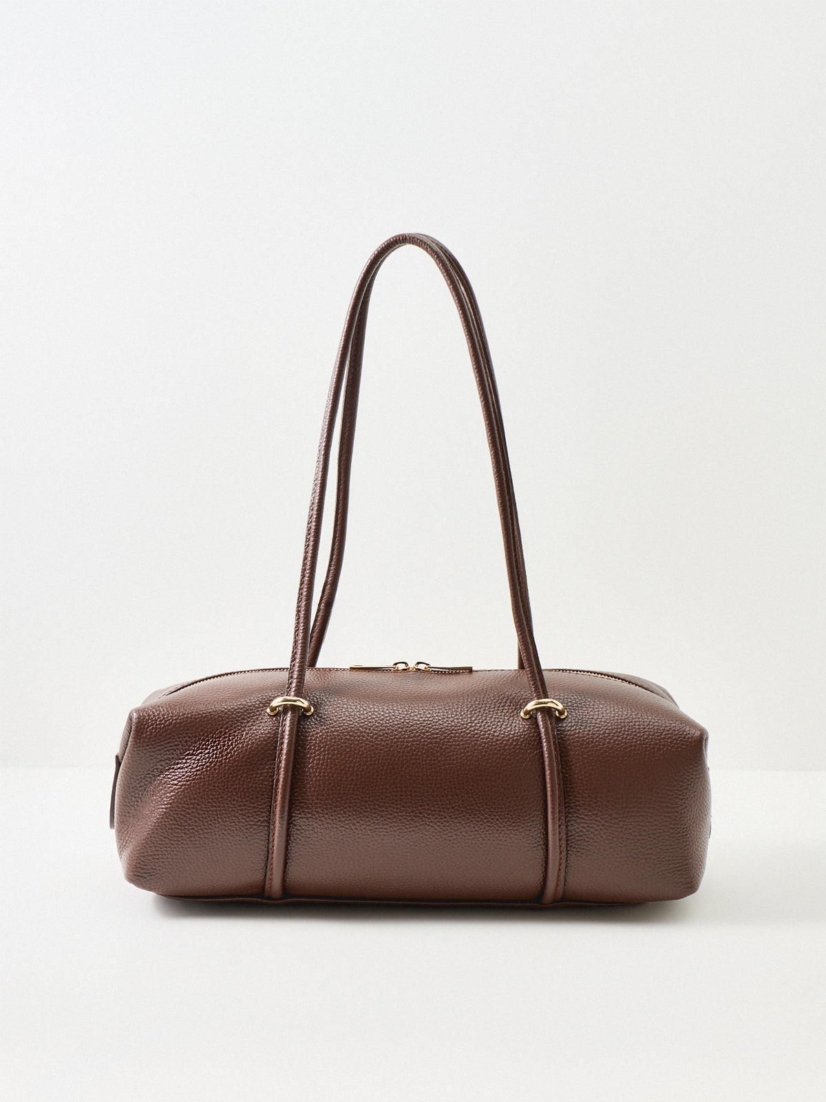 Peddy Long Handle Leather Shoulder Bag - Moka