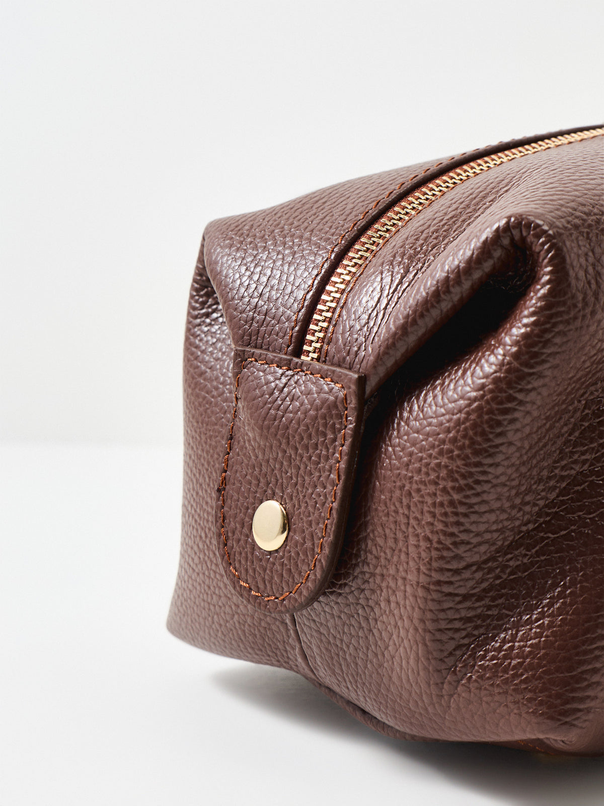 Peddy Long Handle Leather Shoulder Bag - Moka