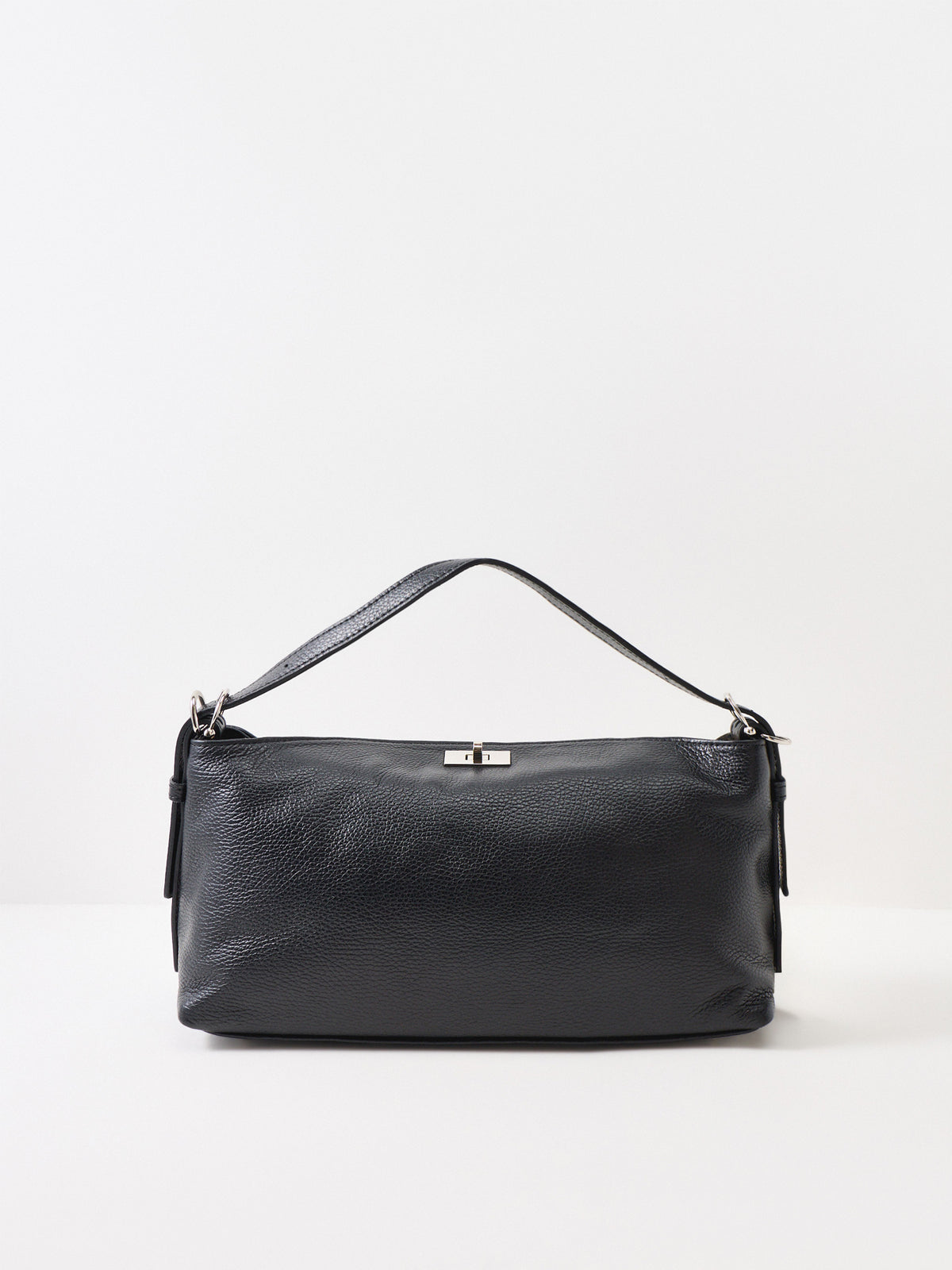 Deborah Leather Shoulder Bag - Black