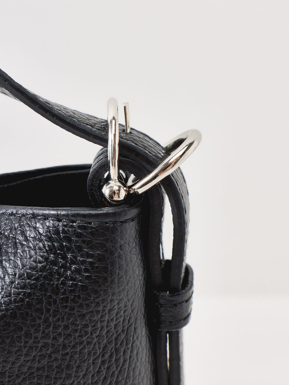 Deborah Leather Shoulder Bag - Black
