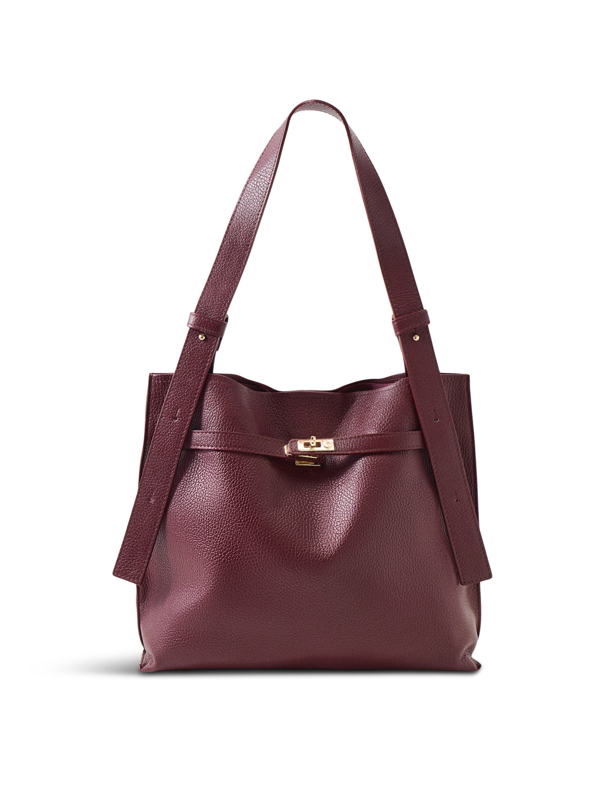 Darcie Lock Leather Shoulder Bag - Burgundy