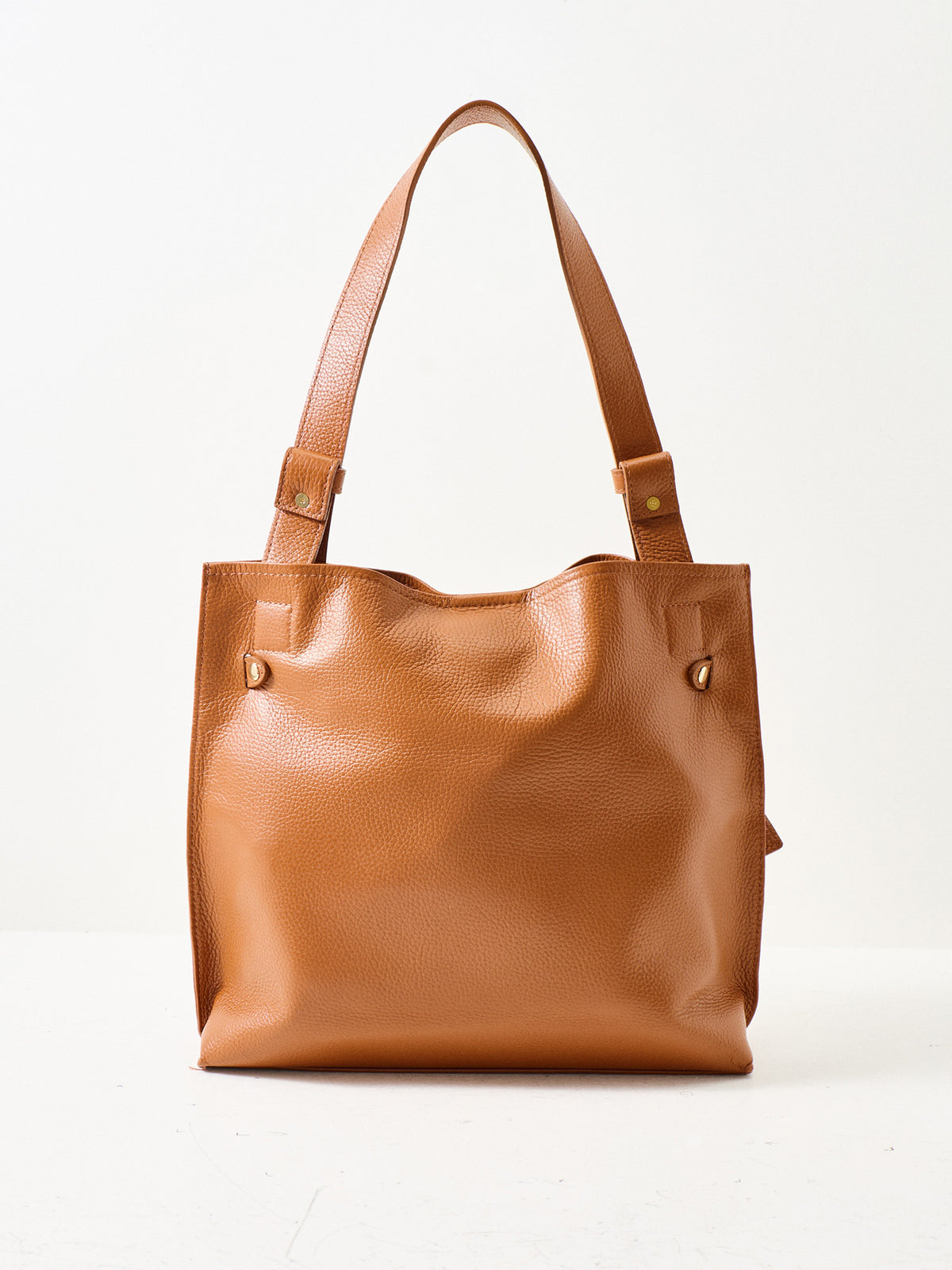 Darcie Lock Leather Shoulder Bag - Dark Tan