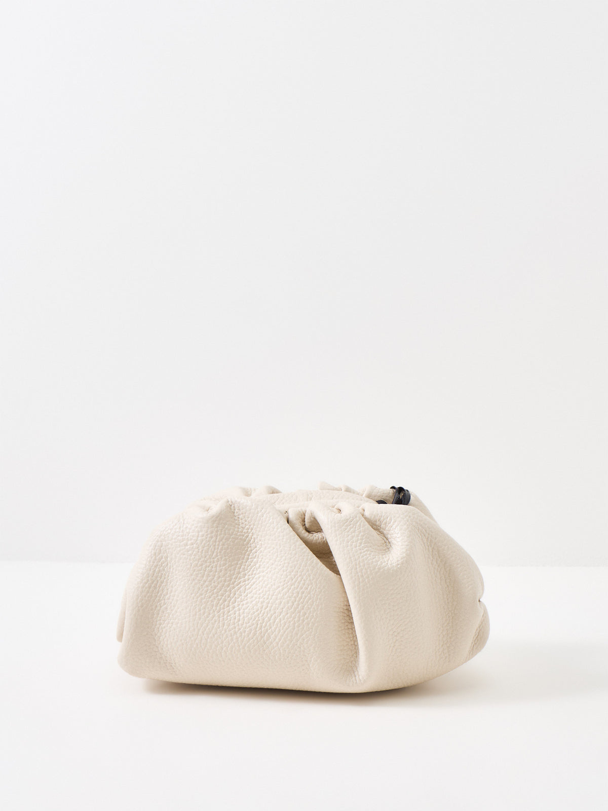 Maddy Small Leather Clutch Bag - Cream